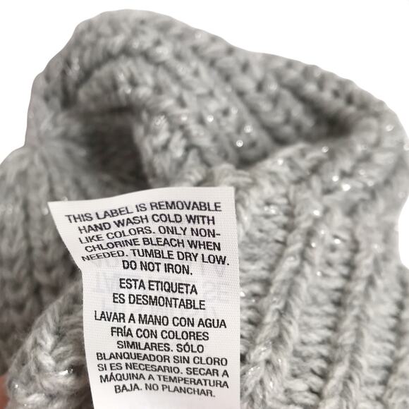 Chunky Knit Ribbed Beanie Hat Silver Metallic Festive Winter Hygge Cozy OSFM - Picture 5 of 6